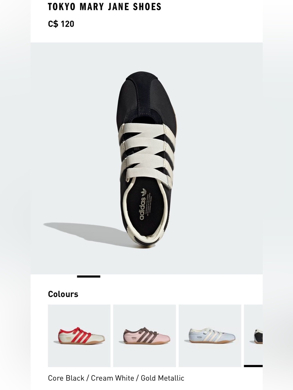 adidas Tokyo Mary Jane Sneakers — Core Black & Cream White